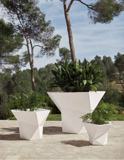 Pot Fleurs Blanc Design exterieur
